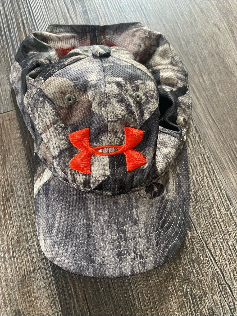Under Armour Kids Camo Hat with Bright Orange Logo